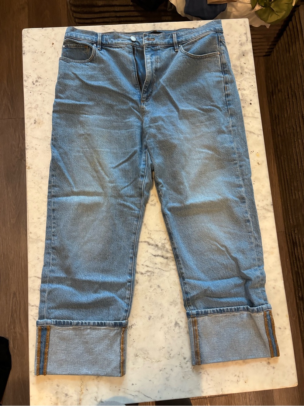 ANTONIO MELANI Light Blue Relaxed Fit Jeans with Cuffed Hems